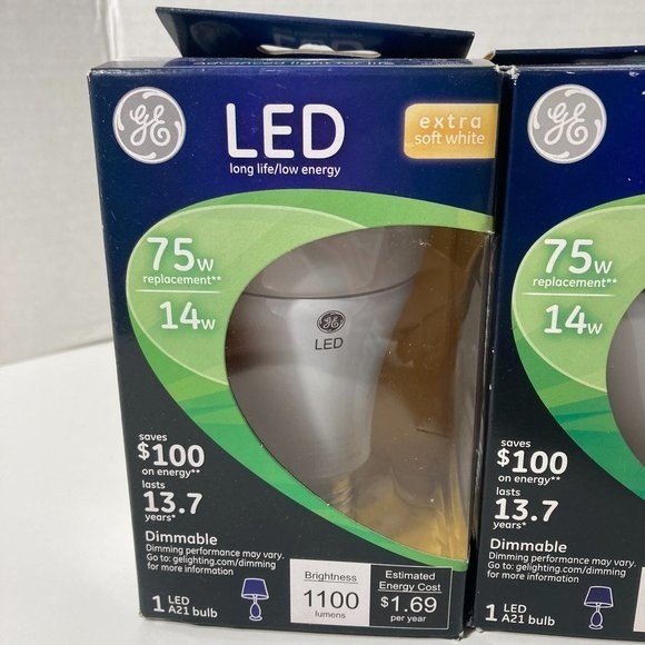 GE LED Extra Soft White 75w Replacement 14w Dimmable Light Bulbs - Picture 2 of 13
